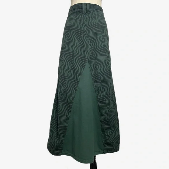 Vintage Y2K Custo Barcelona distressed low rise chino maxi skirt green stripe XS - Picture 5 of 10